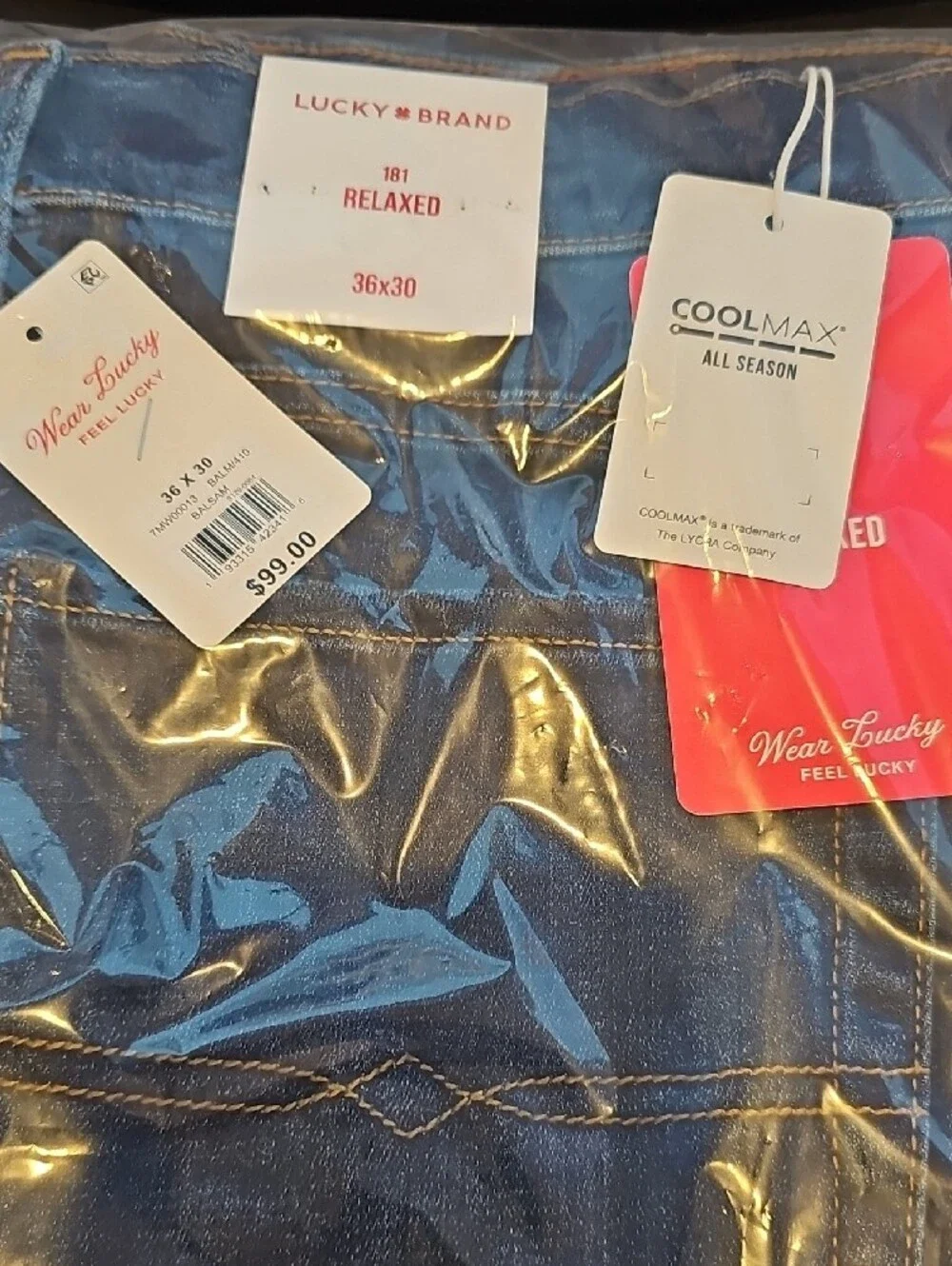 Lucky Brand Men's 181 Relaxed Straight Fit Coolmax Stretch Jeans - Balsam NWT
